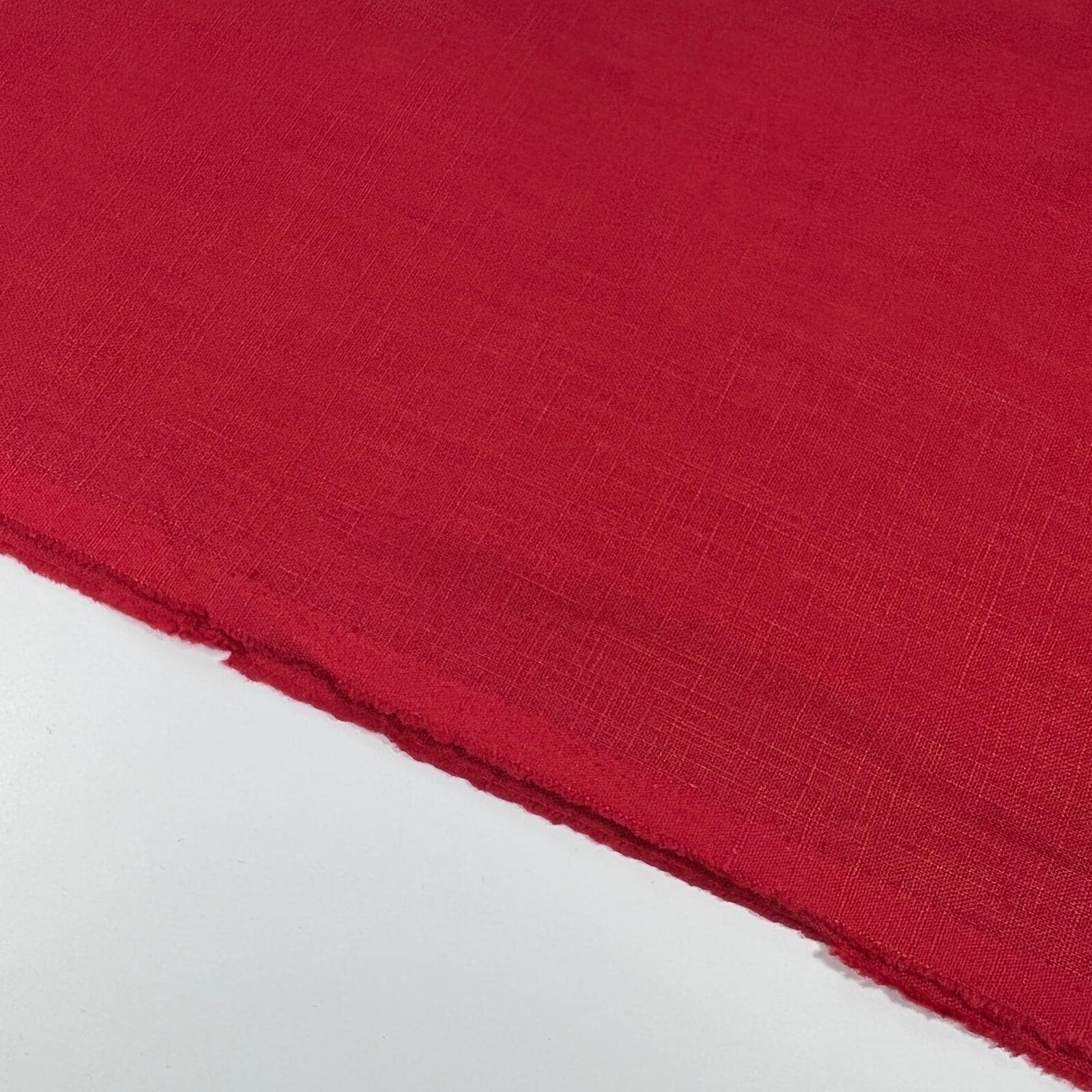 100% Linen Washed Linen Plain Ramie Vintage Look Woven Durable Clothing Bedding Tableware Fabric Material | 53” - 135 cm Wide (per Half Metre, Dark Red)