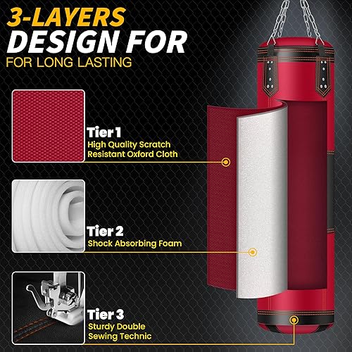 Miniatura 10 de Prorobust Saco de boxeo para adultos, juego de bolsa de boxeo Oxford pesada de 4 pies con guantes de 12 onzas para MMA Kickboxing, boxeo, karate,