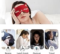 Vista 6 de Drizzle Máscara de ojo de gato de seda natural para dormir, linda y suave cubierta de ojos para dormir (2 unidades, rojo)