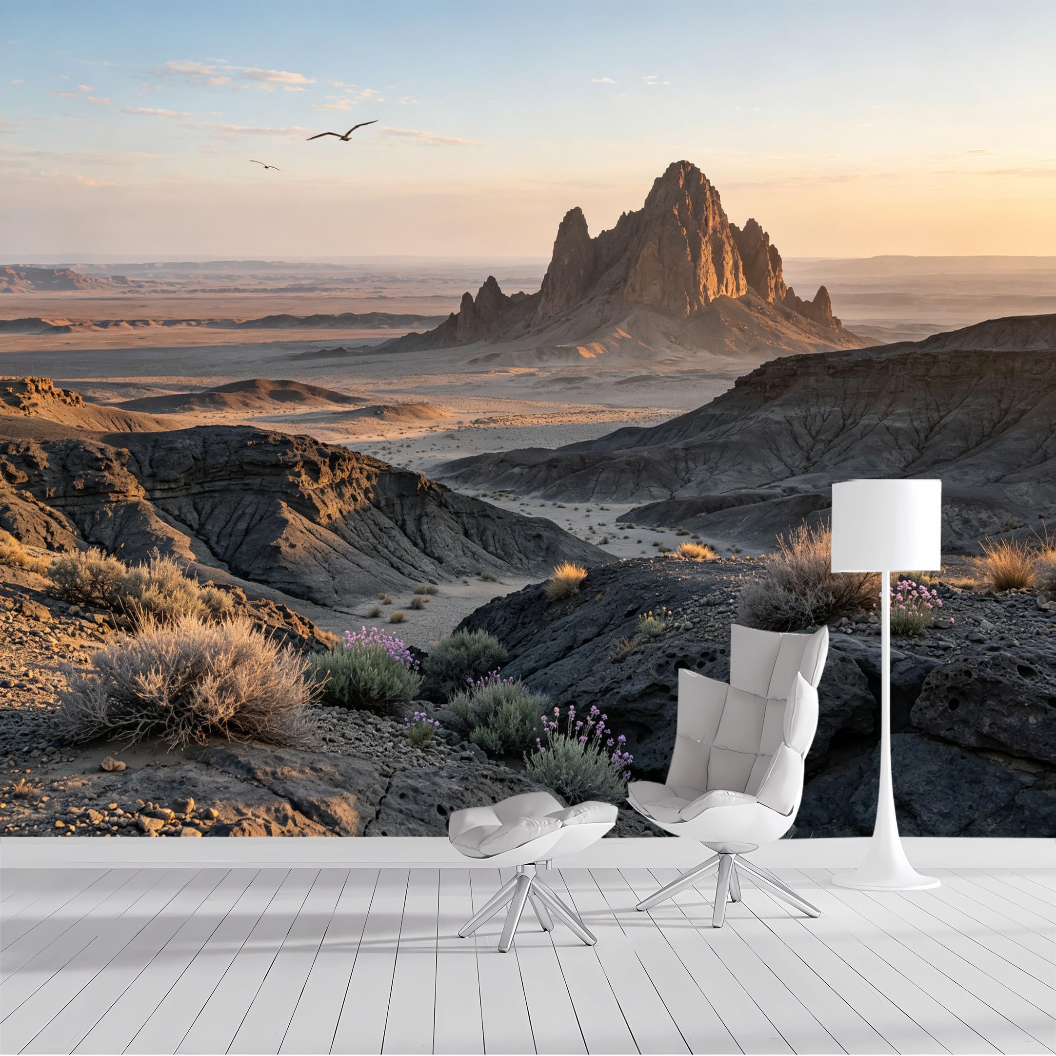 Custom Size Wall Mural Desert Landscape Sunset Rocky Mountain Panoramic View SelfAdhesive Wall Fabric Removable Peel and Stick Wallpaper Wall Decor for Living Room Bedroom Bathroom