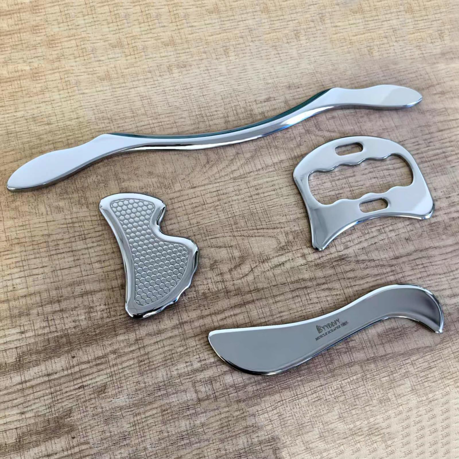 BYYDDIY 304Stainless Steel Gua Sha Muscle Scraper Scraping Massage Tool Kit,IASTM Tools, Great Soft Tissue Physical Therapy Used for Back, Legs, Arms,Neck (L-SD2B)