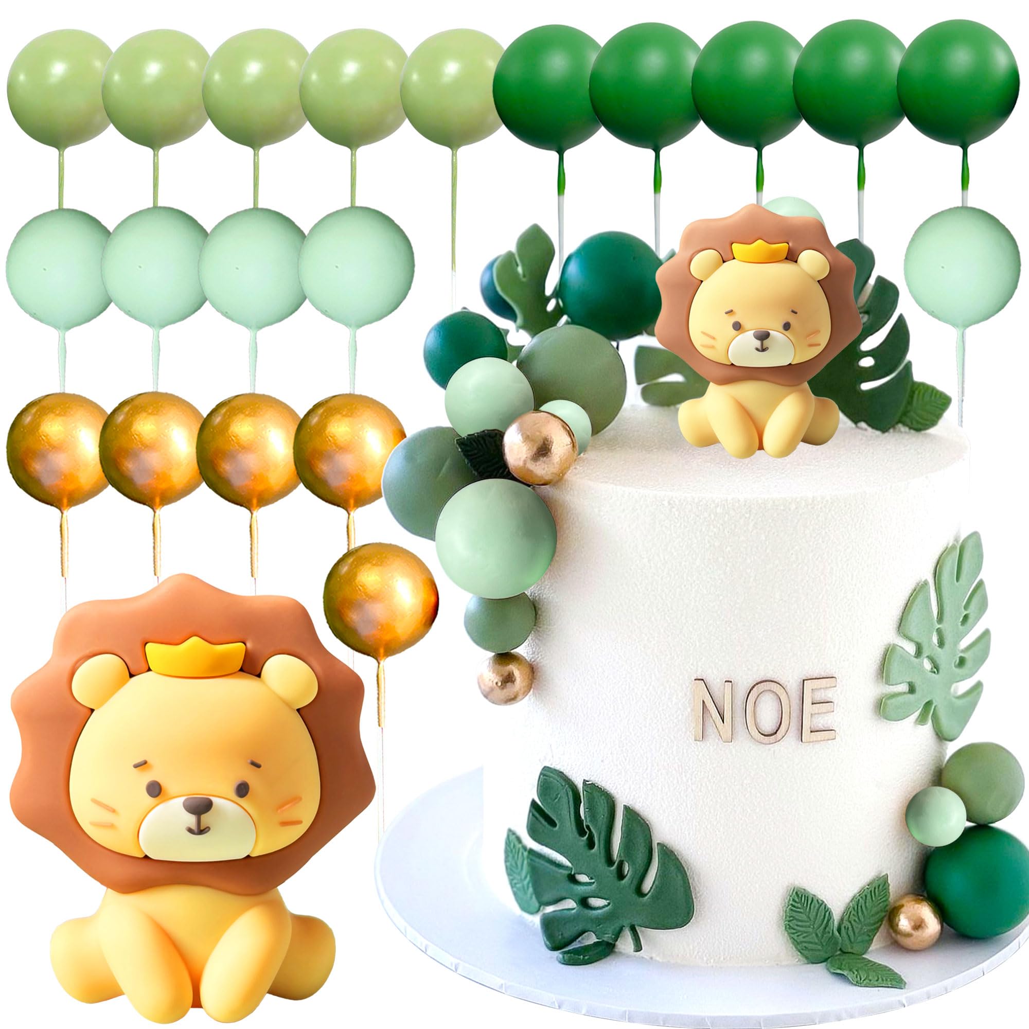 JeVenis Lion Birthday Decorations Safari Animal Cake Toppers Wild One Cake Decoration Wild One Cake Topper Jungle Baby Shower Cake Topper Safari Baby Shower Cake Decorations