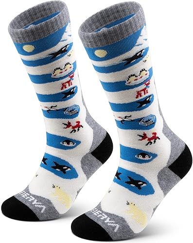 WEIERYA Calcetines de esquí para niños lana merina calcetines térmicos para nieve calcetines de lana hasta la rodilla para niños y niñas 13 pares