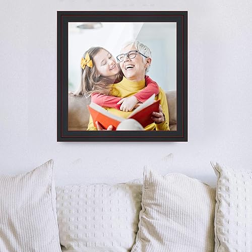 Miniatura 3 de Marco de fotos negro de madera real de 10 x 10 pulgadas de ancho de 1.25 pulgadas Profundidad del marco interior de 0.5 pulgadas Marco de fotos