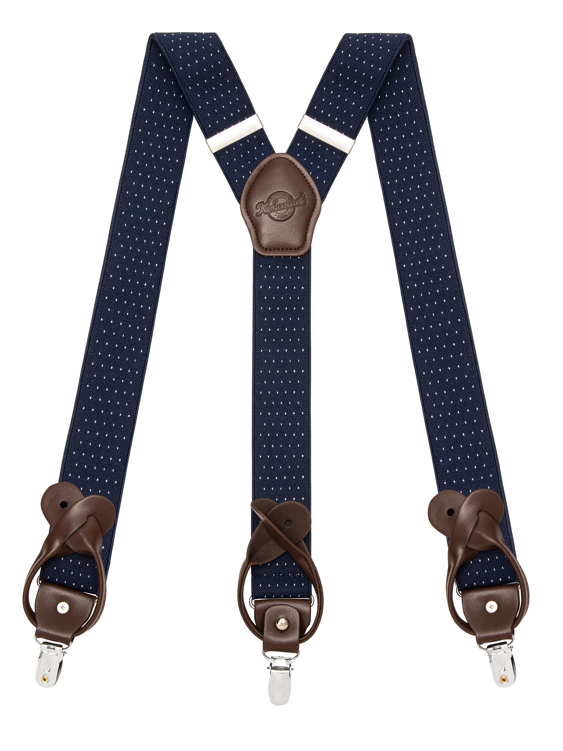 Suspenders for Men with Clip &amp; 6 Buttons 1.4in Y-Shape Stainless Steel