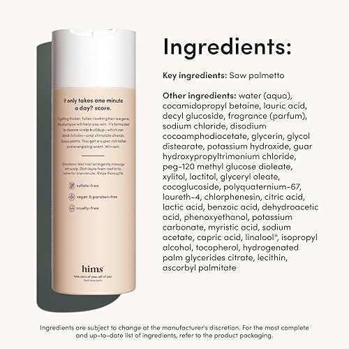 Miniatura 7 de Hims - Champú grueso para hombres, champú espesante con palma enana americana y niacinamida, sin parabenos ni sulfatos, vegano y libre de crueldad,