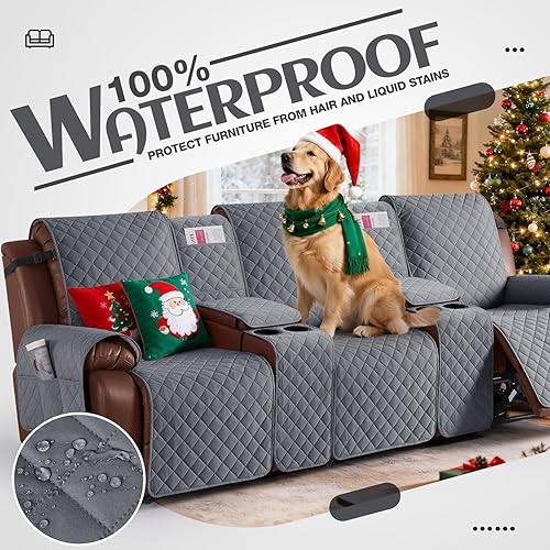 Miniatura 2 de KinCam Funda de sofá reclinable 100 % impermeable con consola, funda antideslizante para sofá reclinable de 3 asientos, funda de sofá reclinable,