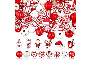 200 Piece Fairysandy Christmas Wood Beads