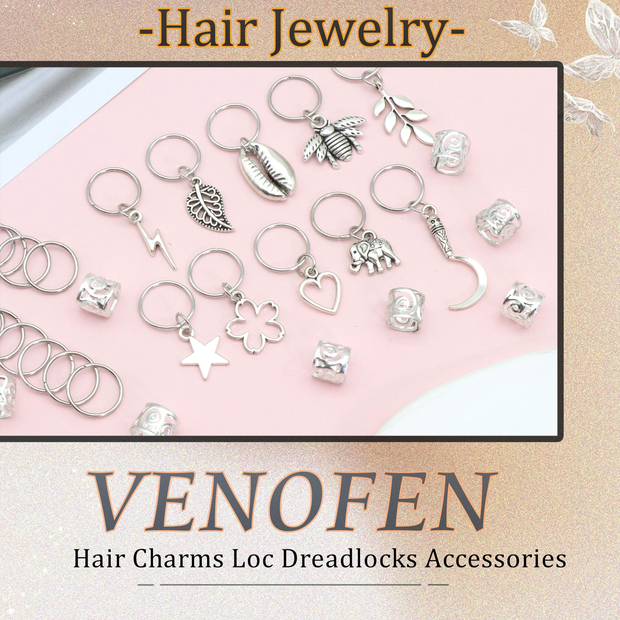 Amazon.co.jp: VENOFEN 30個 シルバー ロック ドレッドロック ヘア