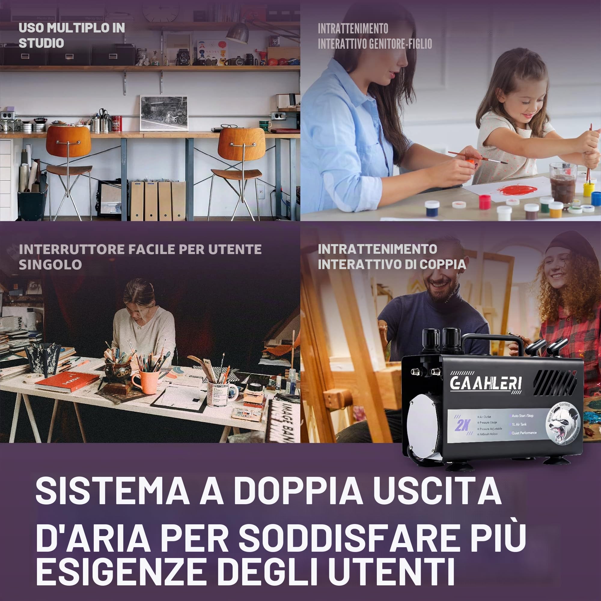 Compressore silenzioso a secco Gaahleri GT-918 NERO