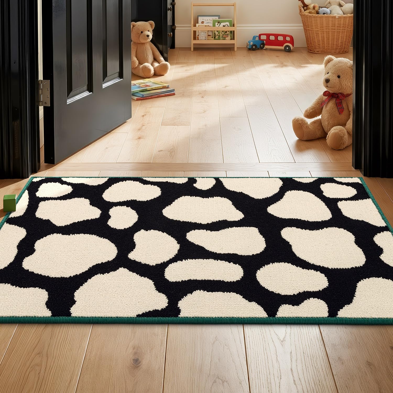 Biscpro Dirt Trapper Indoor Doormat,60x90cm Welcome Door mat,Non Slip Backing Washable Door Mats,Absorbent and Resistant Low-Profile Entrance Inside Floor Mat for Front Back Door and Entryway(Black)
