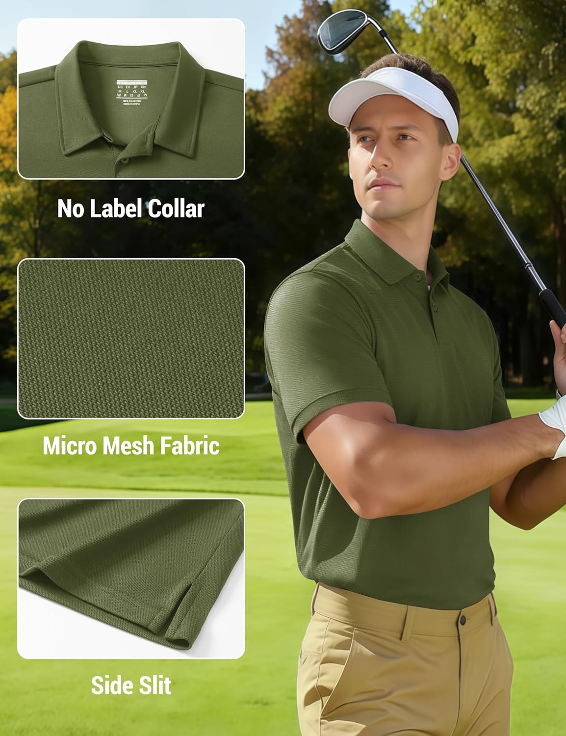 Cavva Men's Polo Shirts Short Sleeve Performance Quick Dry Moisture Wicking Collared Shirt for Golf Fishing - Image 5