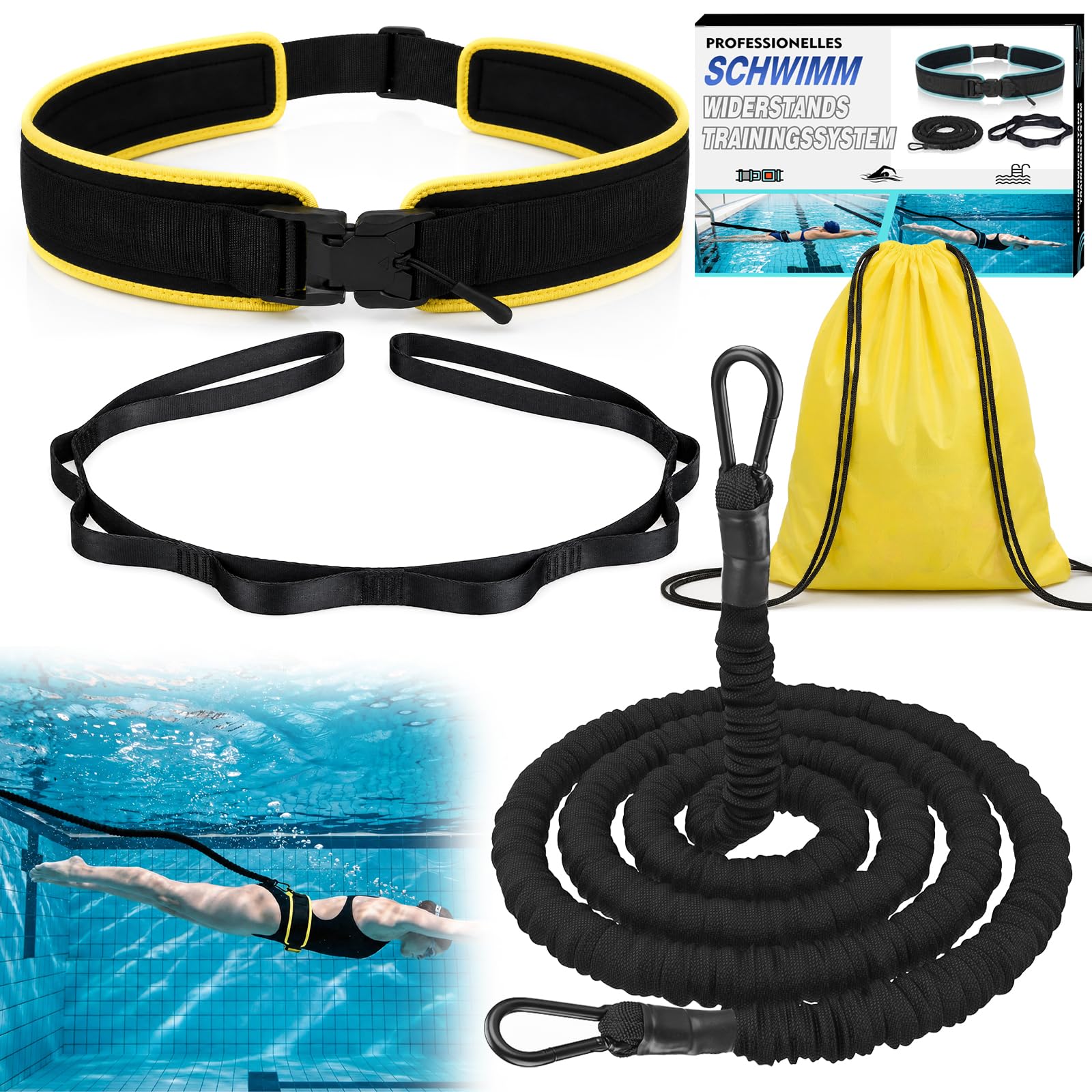 2026 Premium Magnetische Schwimmgürtel Erwachsene für Pool,4.5-10.5 M Schwimmgurt mit elastischen Gummibändere,Schwimmhilfe Erwachsene Geeignet für Anfänger und Profis, für das Schwimmtraining