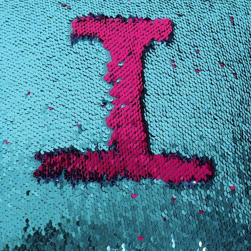 Pardecor Reversible Sequin Fabric by the Yard - Aqua to Fuchsia Mermaid Glitter Sparkle Material for Wedding Dresses, DIY Decor, Pillows, Costumes