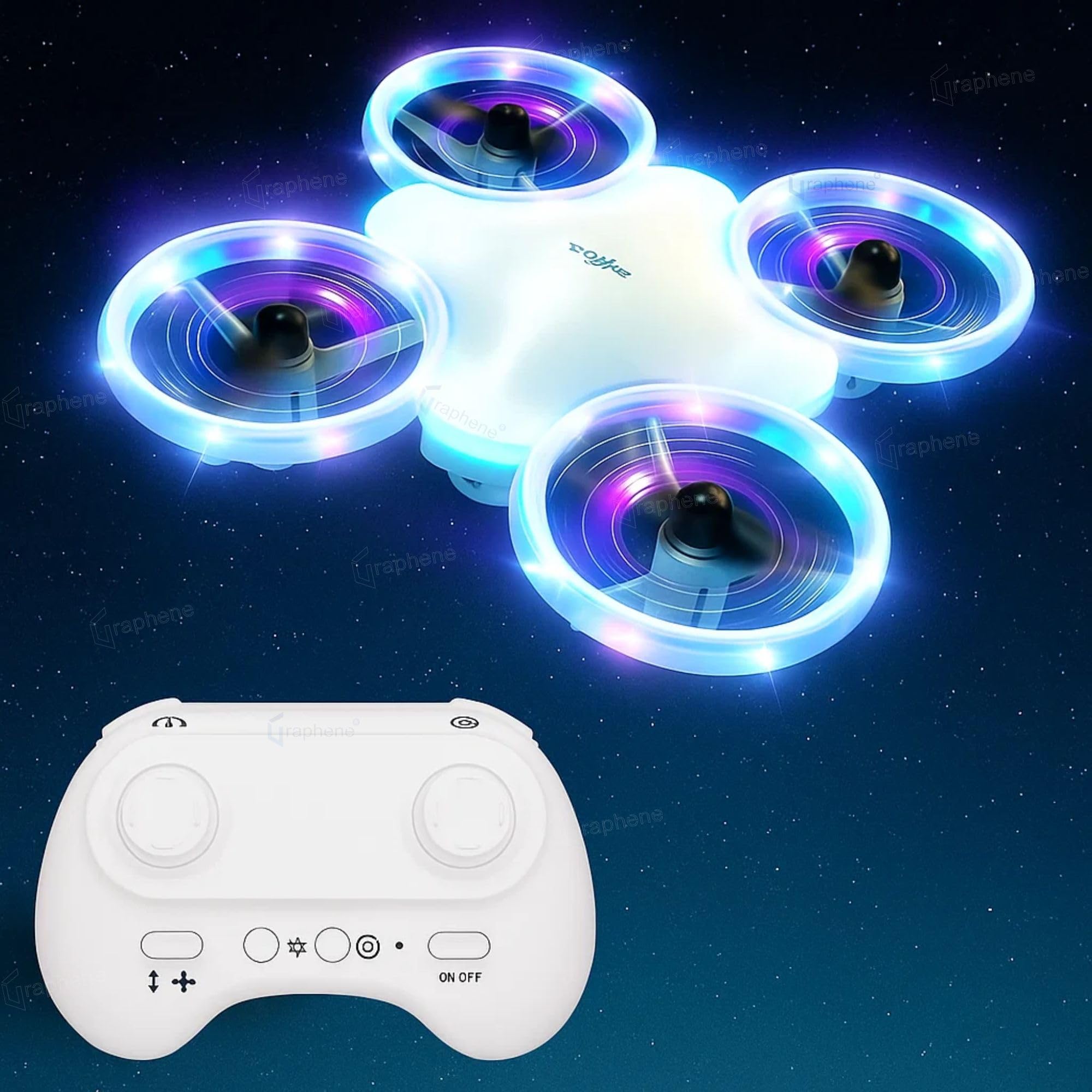 GRAPHENE Mini Drone LED Remote Control Rechargeable RC Drone For Kids with multiple Led shows Auto Hovering Headless Mode 3D Flips & Throw To Go Gift Toys for Boy Girl Indoor Flying Toy