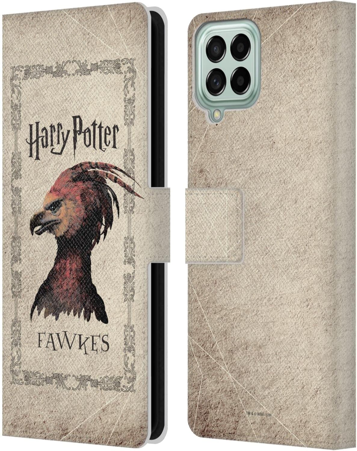 Head Case Designs Officially Licensed Harry Potter Fawkes Phoenix Creature Chamber of Secrets II Leather Wallet Case Compatible with Samsung Galaxy M33 (2022)
