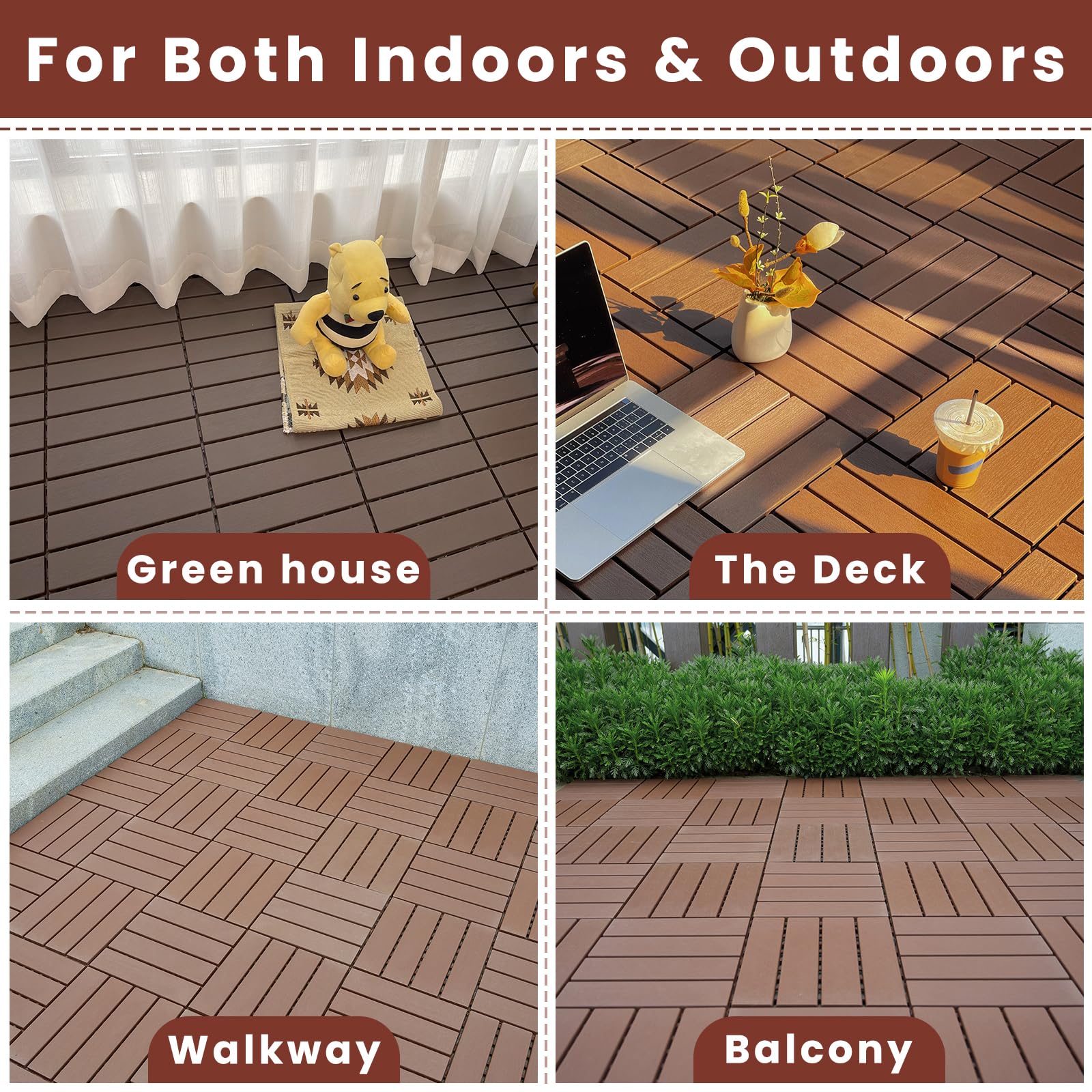 Rovibek Interlocking Deck Tiles 44 Pack Patio Tiles 12 X 12in Floor Tile Patio Flooring Outdoor