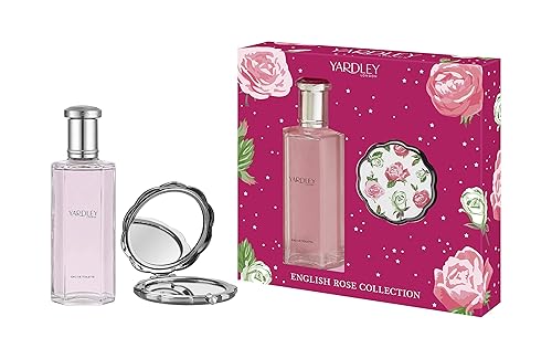Yardley Of London English Rose - Set de regalo de 2 piezas para mujer (Eau De Toilette en espray 4.2 onzas + espejo compacto), (Y63X1908-3)