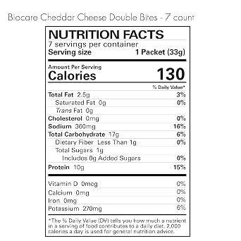 Biocare High Protein Snack for GLP-1 Users, Provides 10g Essential Protein, Cheddar Cheese Double Bites, (7 Count)