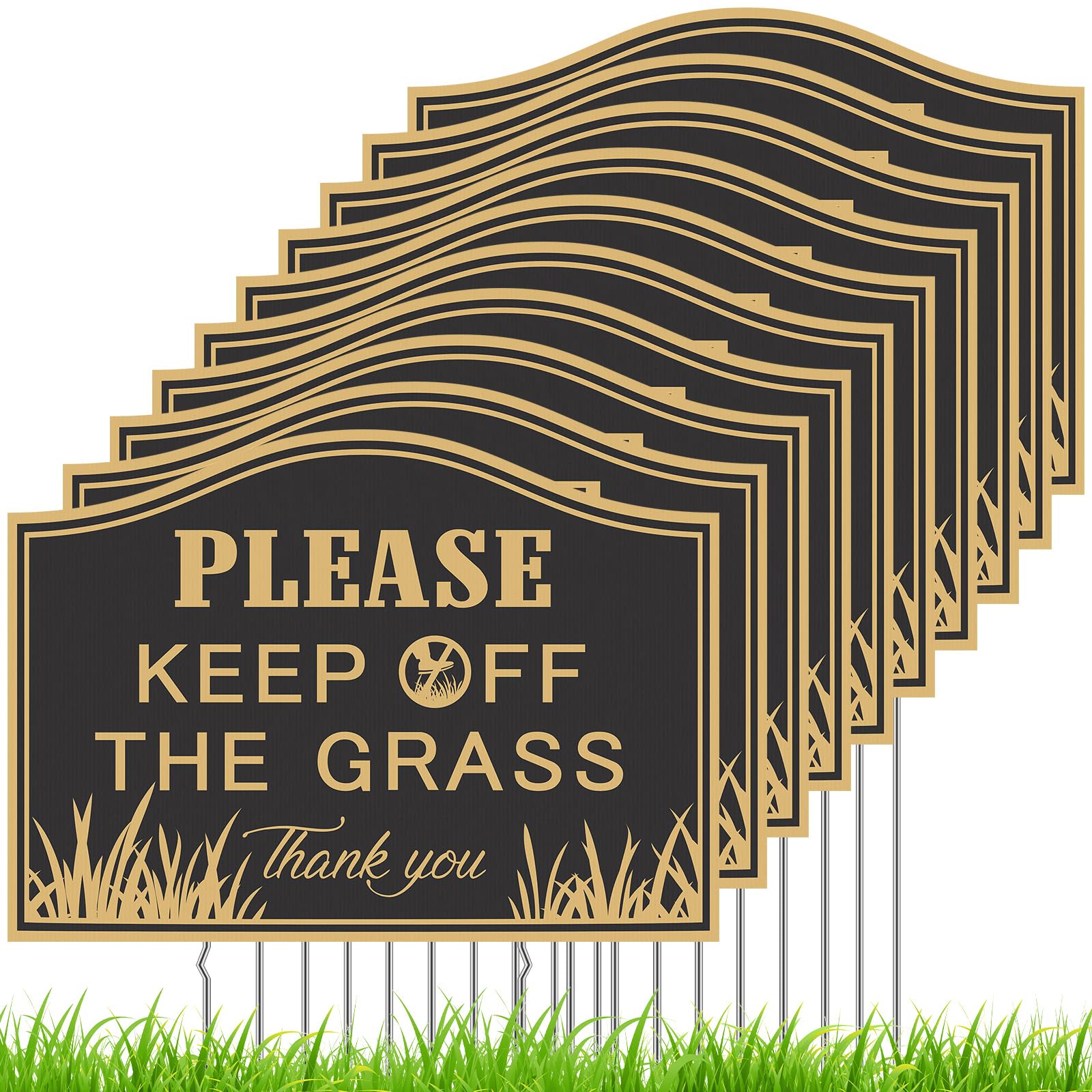 Leinuosen 10 Pcs Keep off the Grass Signs with Stakes 14 x 10 Inch Please Stay off Grass Signs for Yard Lawn Double Sided Do Not Walk on Keep Dogs Easy Install for Outdoor Use
