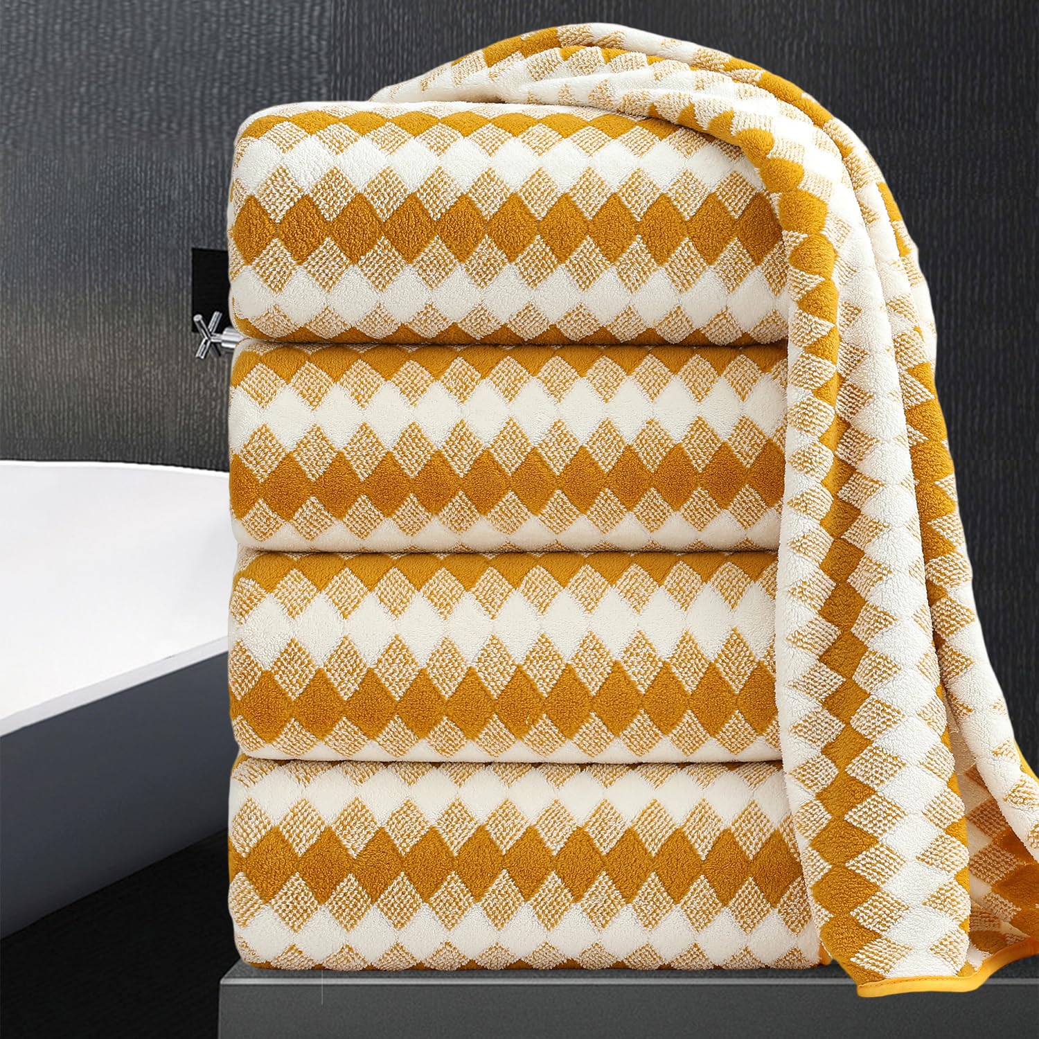 MAGGEA 4 Piece Bath Towel Set Oversized Bath Sheet 35"x70" Bathroom Towel Extra Large Bath Towel Set Soft Highly Absorbent Quick Dry Premium Bath