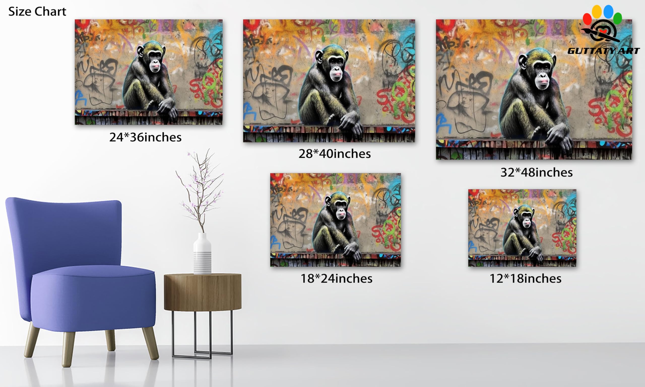 Amazon.com: Banksy Graffiti Canvas Wall Art, Colorful Abstract