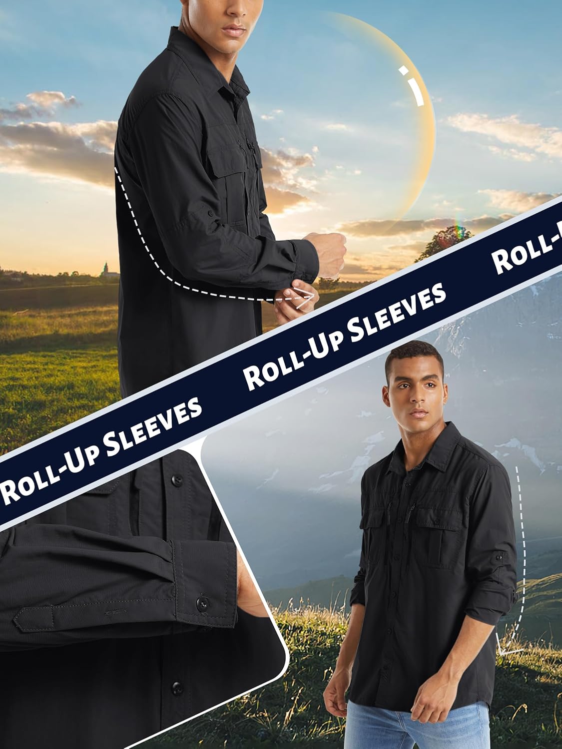 TACVASEN Fishing Shirt for Men, Long Sleeve Shirt Quick Dry Fit, Tactical Shirt Button Up, Work Shirt Lightweight Safari - Image 4