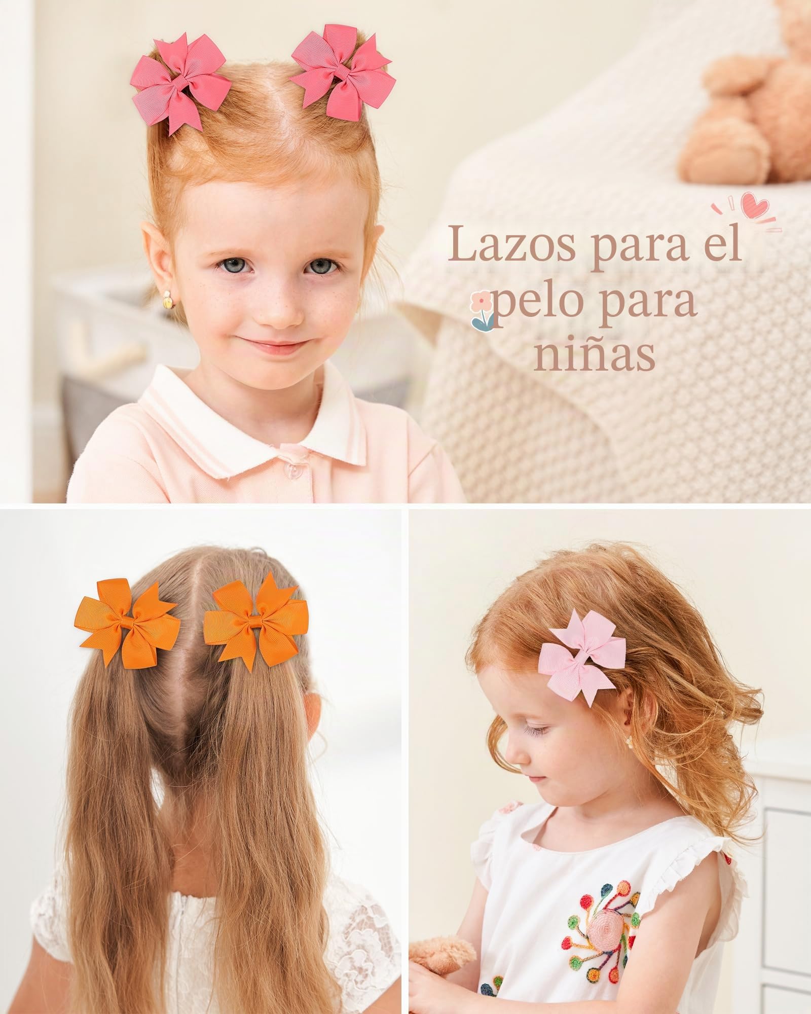para el pelo para niñas de 7,6 cm con cinta de grogrén, pinza de cocodrilo, para bebés, niños, adolescentes, regalos en pares 60 piezas