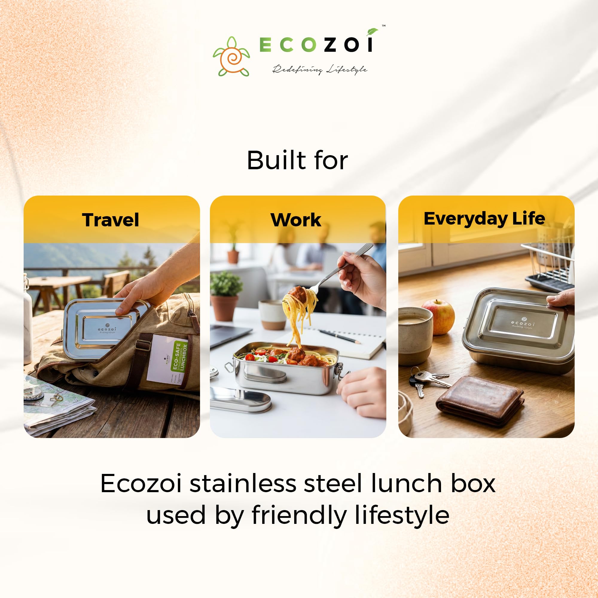 Ecozoi Stainless Steel Lunch Box - Leak Proof & BPA Free -5