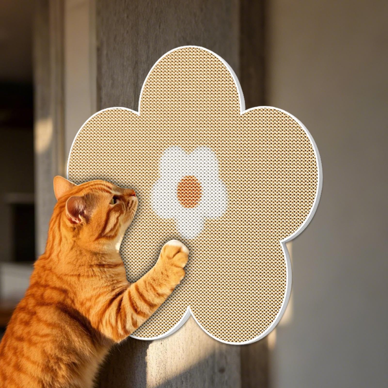 Tapis À Griffes pour Chat,Griffoir Adhésif Forme Fleur Décoratif en Sisal | pour Patte De Chat Parents d'animaux Sol Escalier Rampe Mur Chaise Canapé,Sol Mur Porte Escalier Tapis Siège