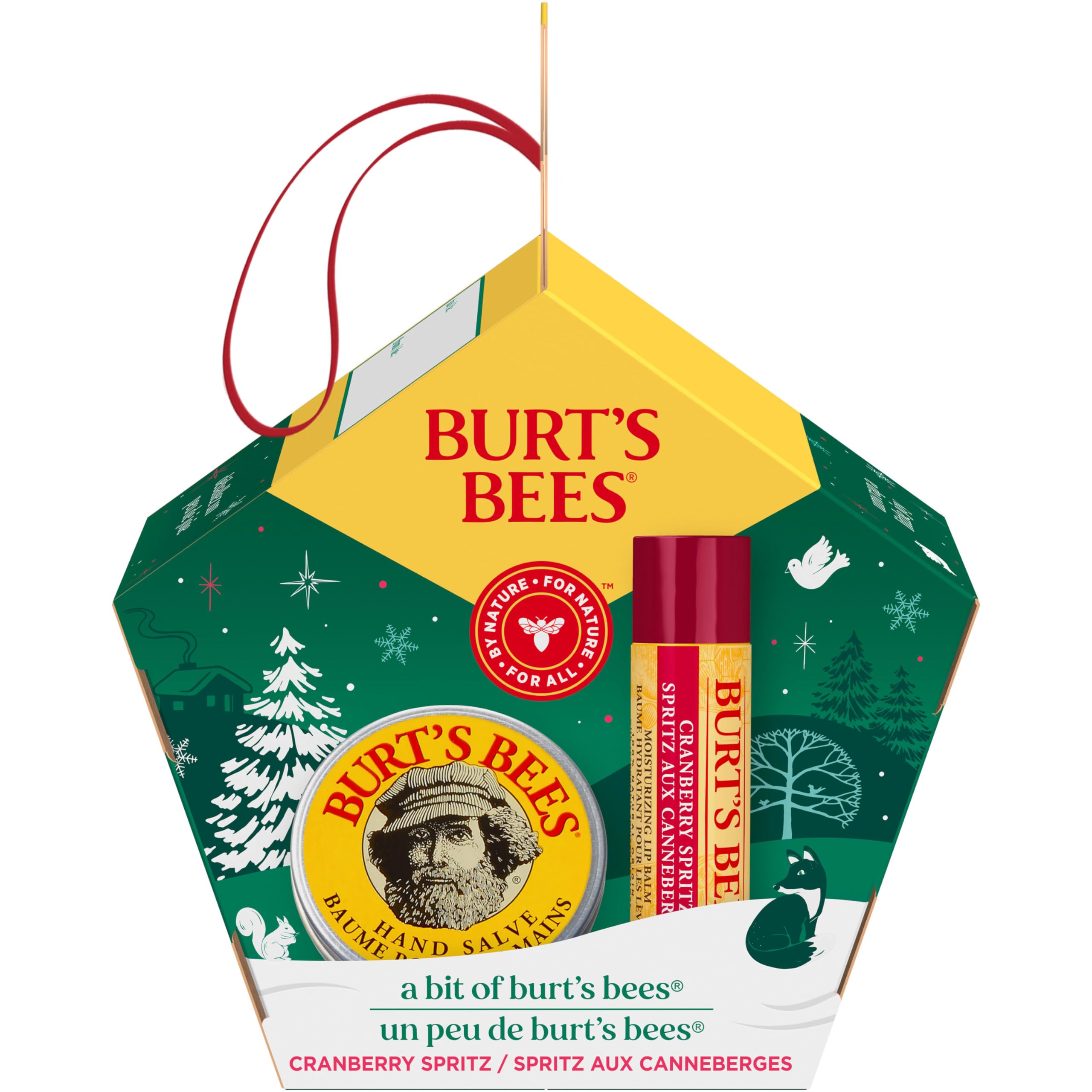 Burt's Bees A Bit of Burt's Bees Cranberry Spritz Lip Balm and Hand Salve Gift Set, Natural Origin Skin Care and Lip Care, 2-Piece Set, 0.15 oz./0.3 oz.
