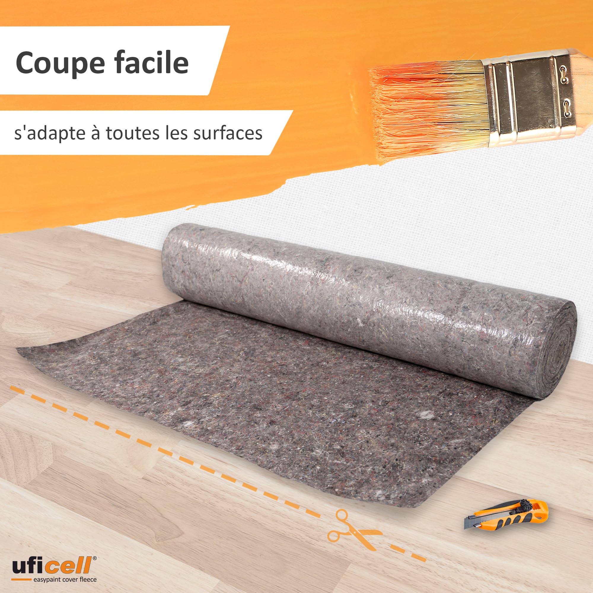 easypaint® voile de protection pour peintres, qualité premium, voile de protection | Revêtement antidérapant en PE | La protection parfaite pour les revêtements de sol (poids: 180 g/m², 25 m²)