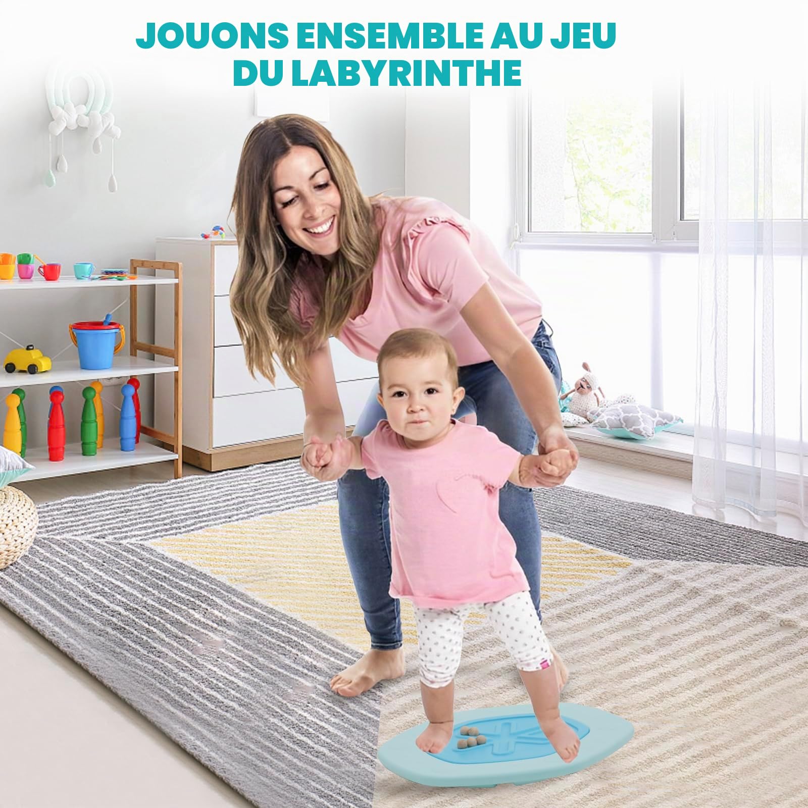 HOMCENT Planche d'Équilibre pour Enfants, Planche d'équilibre hexagonale avec 5 boules en bois, entraîneur d'équilibre für Jungen und Mädchen, charge 50 kg