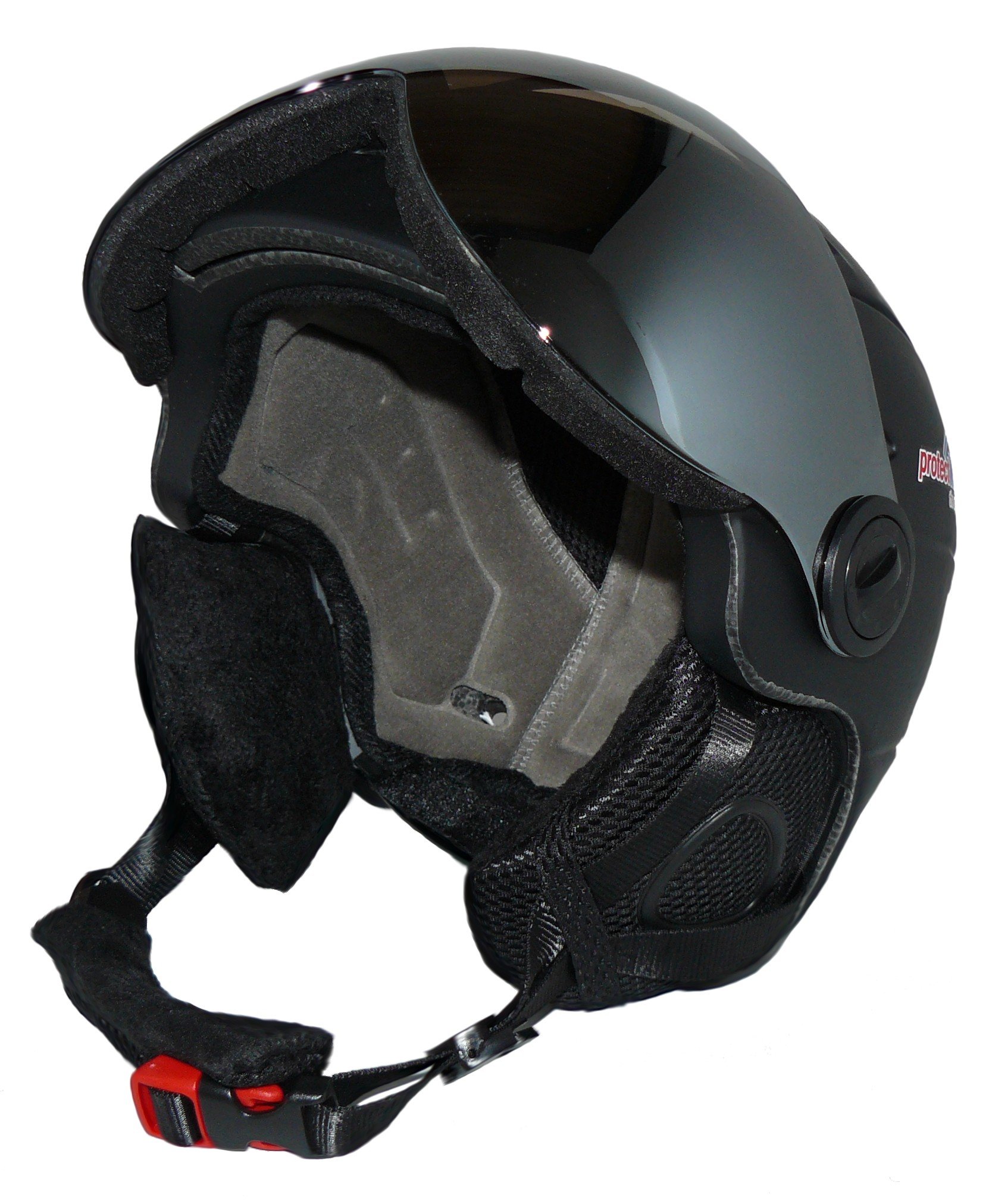 Kask narciarski MS95 czarny matowy z dwoma wizjerami składany