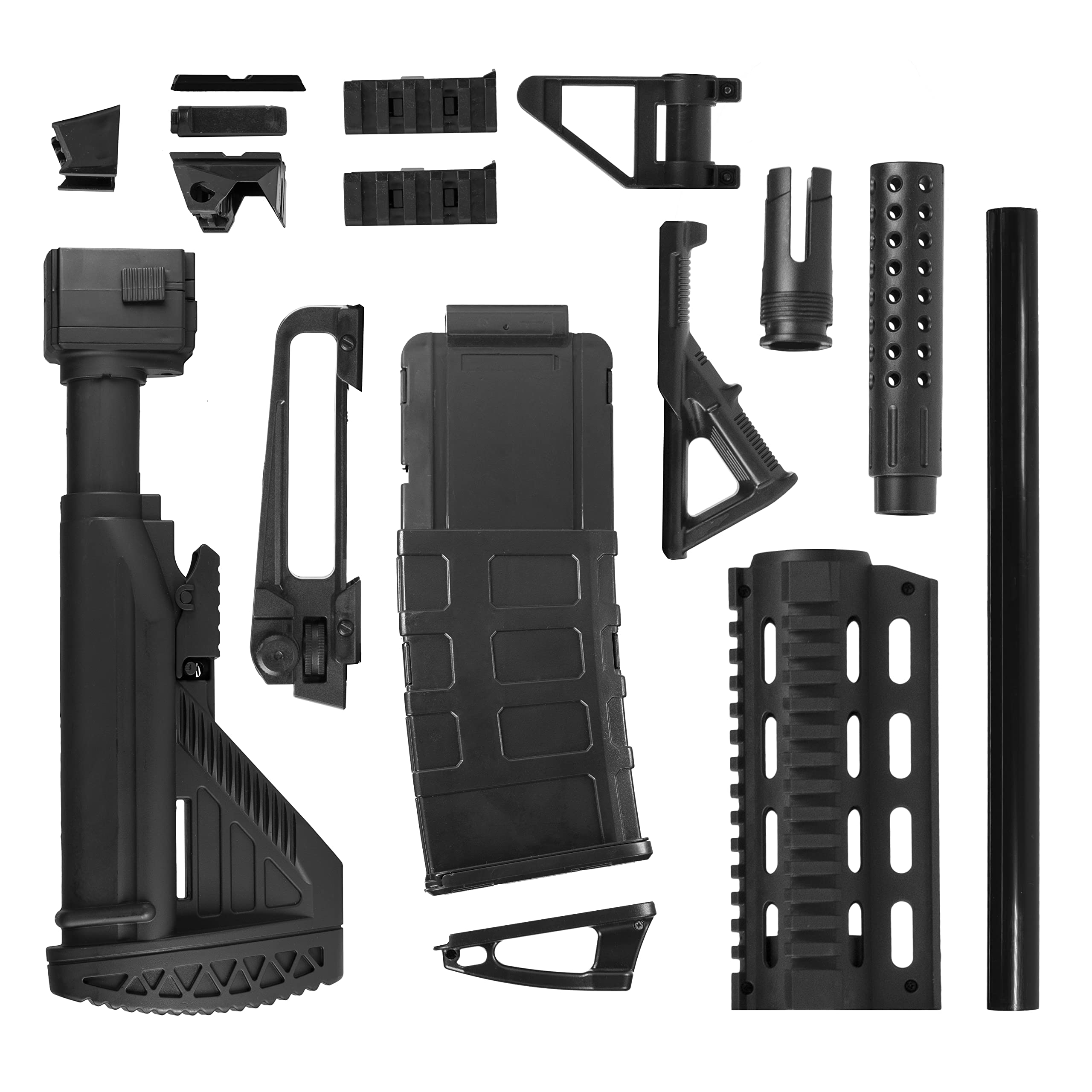 M4 Body Kit - Mod Upgrade Kit passend für NERF N-Strike Elite Phoenix CS-6 und Stryfe - 13-teiliges Set - schwarz - Blaster-Modding & Zubehör