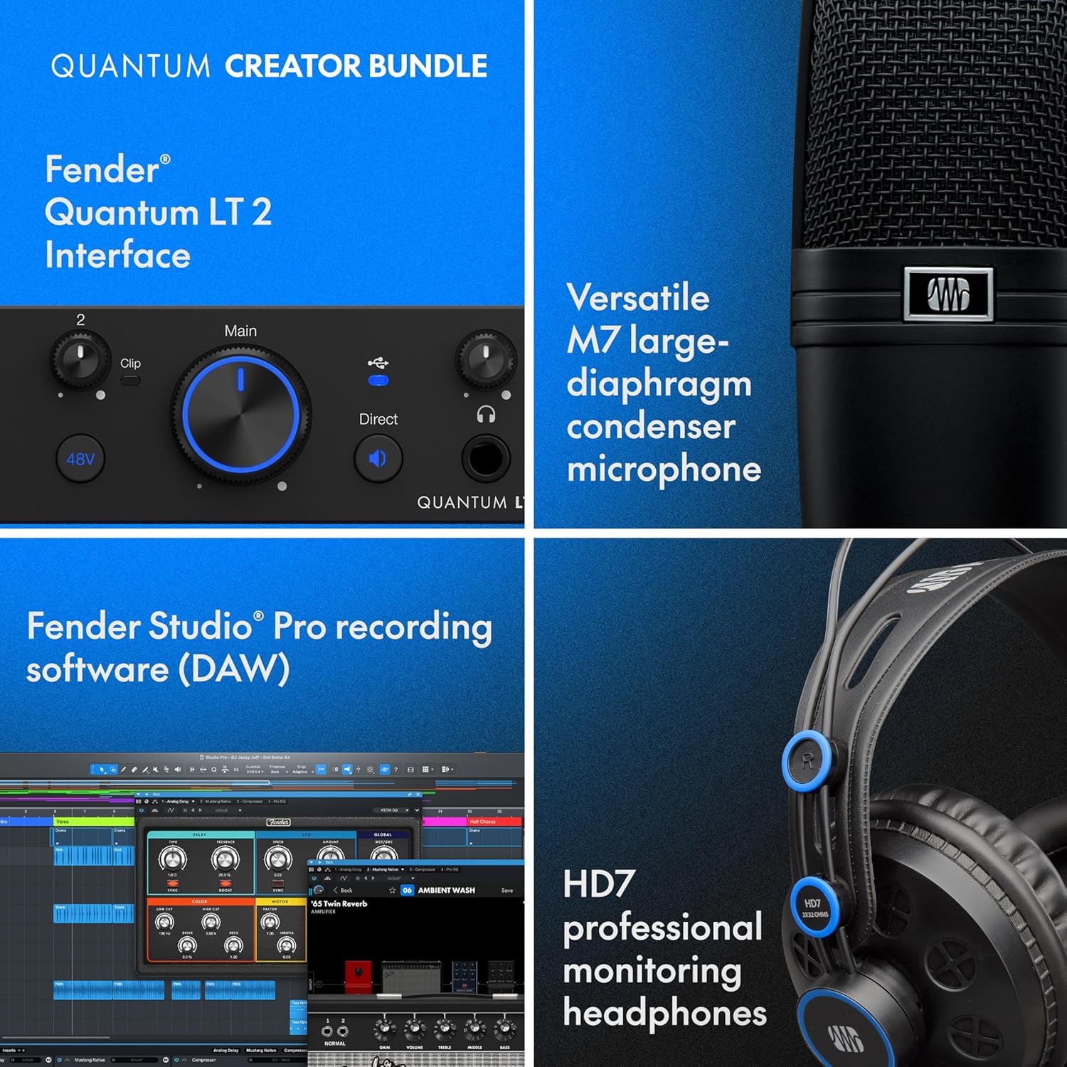 Fender Quantum Creator Bundle - Kit di registrazione con treppiede keepdrum