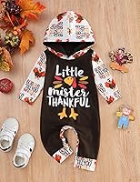 Vista 2 de Conjunto de ropa de Acción de Gracias para bebé niño, mi primer día de Thurkey con capucha para bebé niño, conjunto de ropa de Acción de Gracias