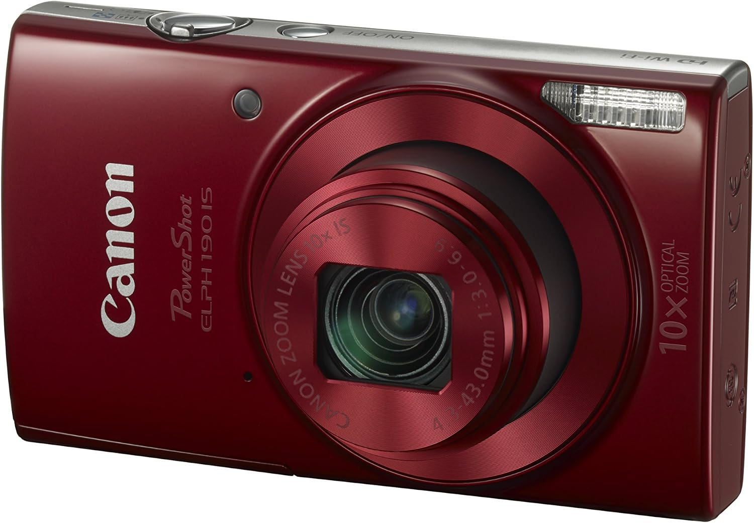 Canon PowerShot ELPH 190 Digital Camera w/ 10x Optical Zoom and Image Stabilization - Wi-Fi & NFC Enabled (Red)
