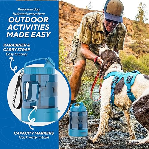 Miniatura 3 de lesotc Botella de agua para perros, dispensador de agua para perros de 77 onzas para camping, parque, senderismo, dispensador portátil de agua para