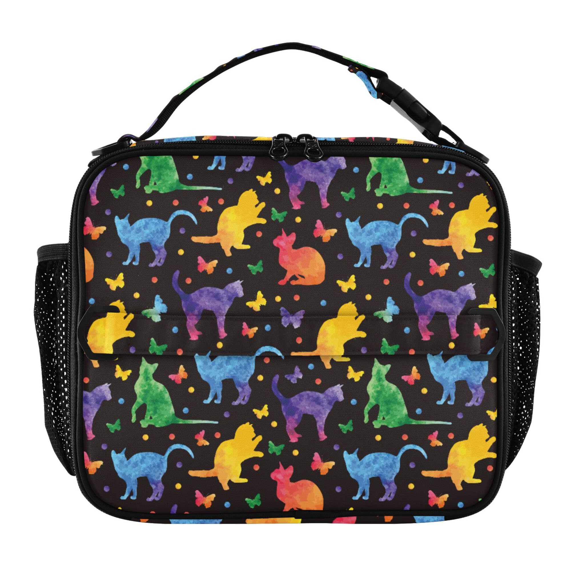 Bolsas de almuerzo aisladas para el colegio con diseño de mariposas y gatos para niñas