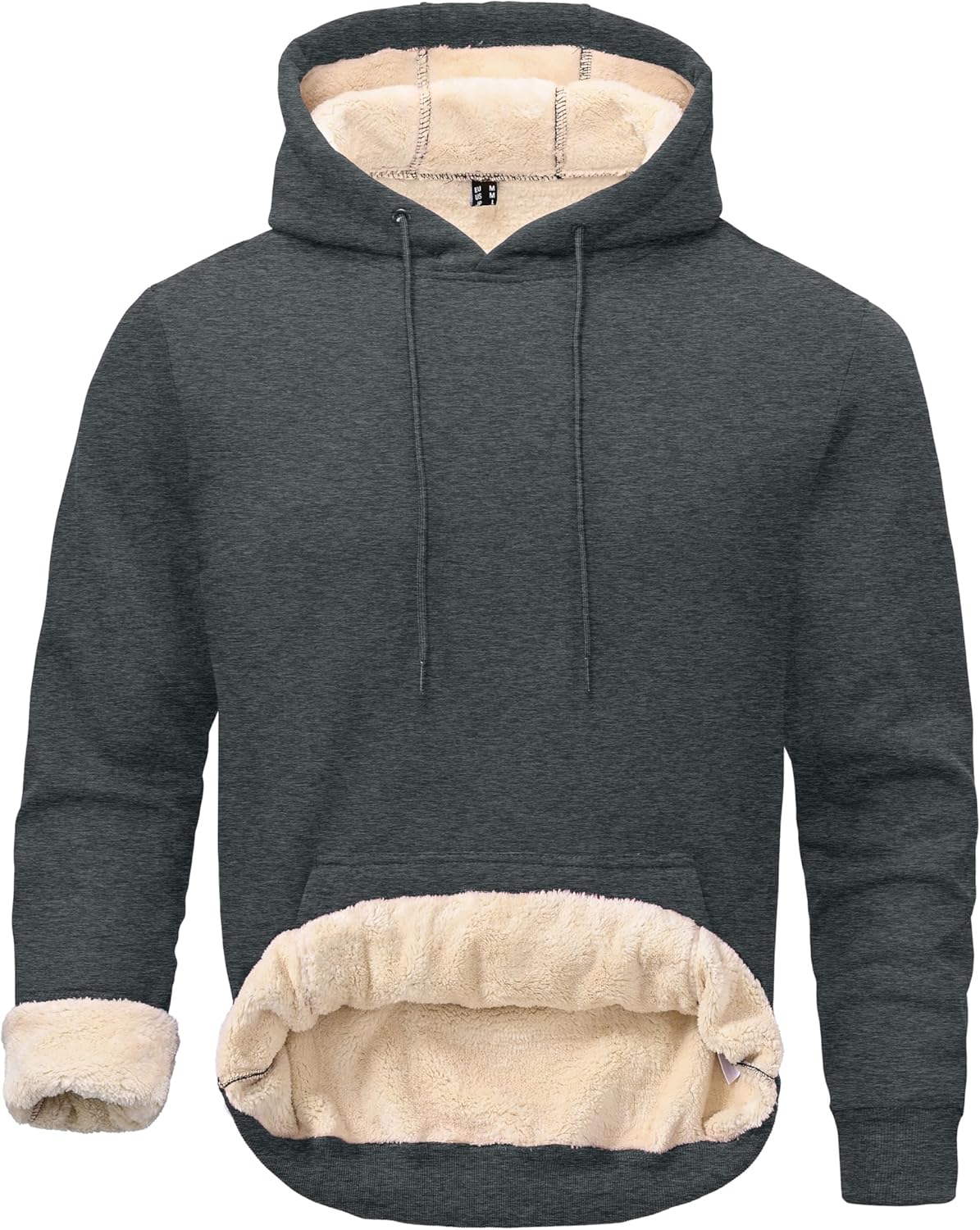 Tansozer Men's Sherpa Pullover Hoodie Heavy Thick Fleece Lined Winter Windproof Warm Athletic Sweatshirts