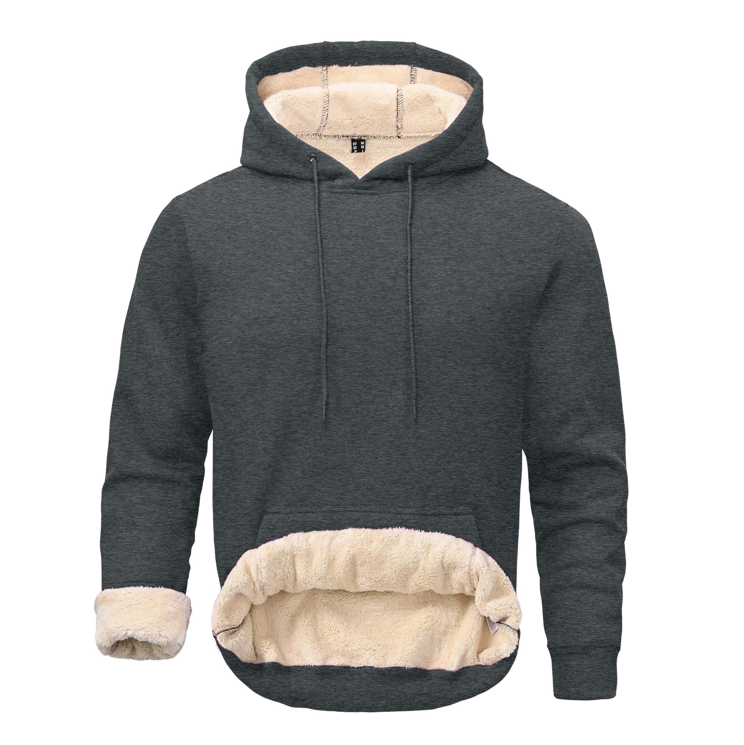 Tansozer Mens Sherpa Pullover Hoodie Heavy Thick Fleece Lined Winter Windproof Warm Athletic Sweatshirts