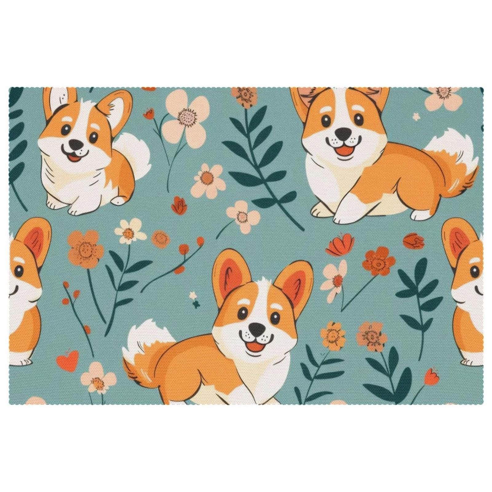 Sets de table antidérapants Corgi contre les brûlures et taches de plats chauds 6 pièces