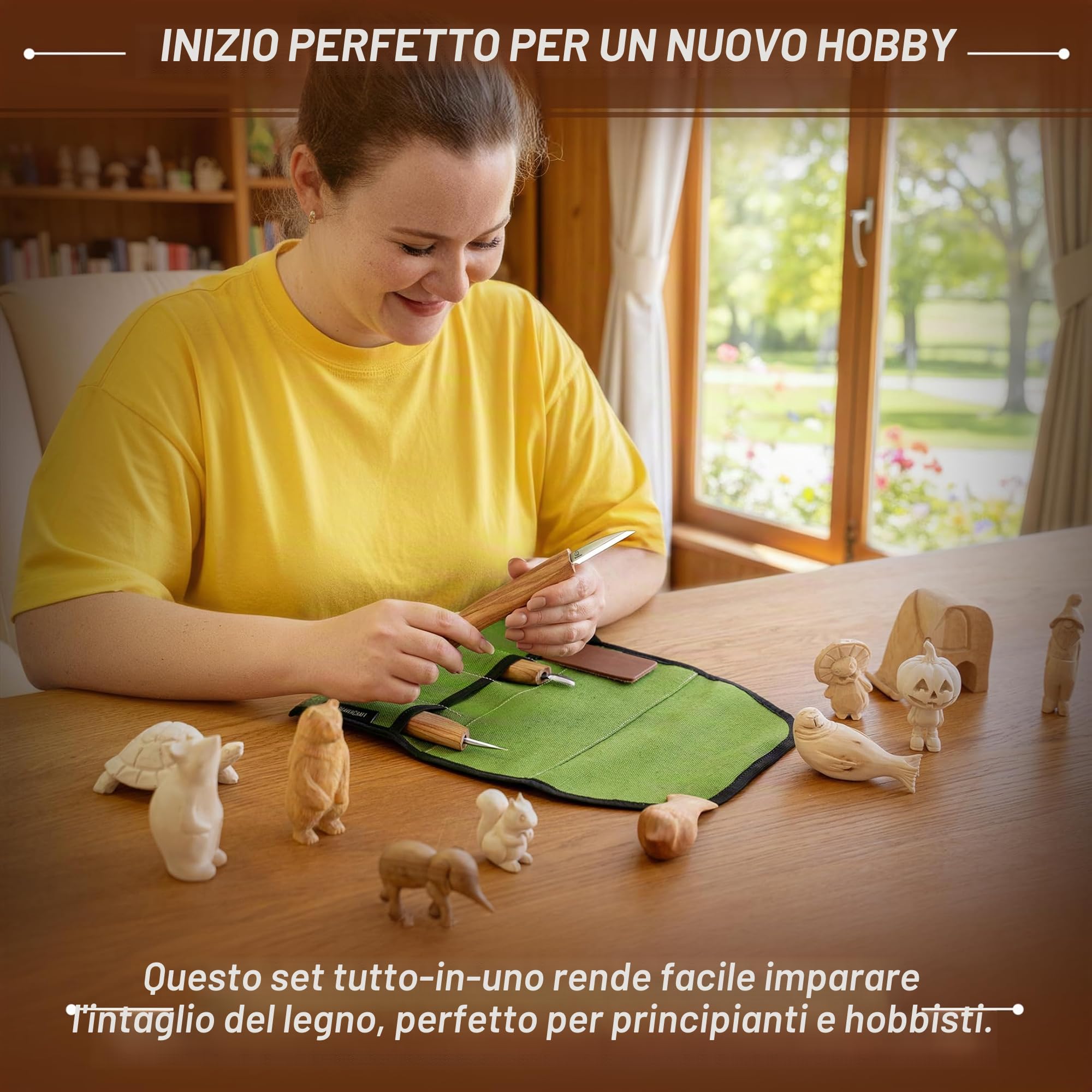 BeaverCraft S15 - Kit per intaglio del legno, set di strumenti per intaglio del legno, kit di coltelli da intaglio, set di coltelli da intaglio, per principianti