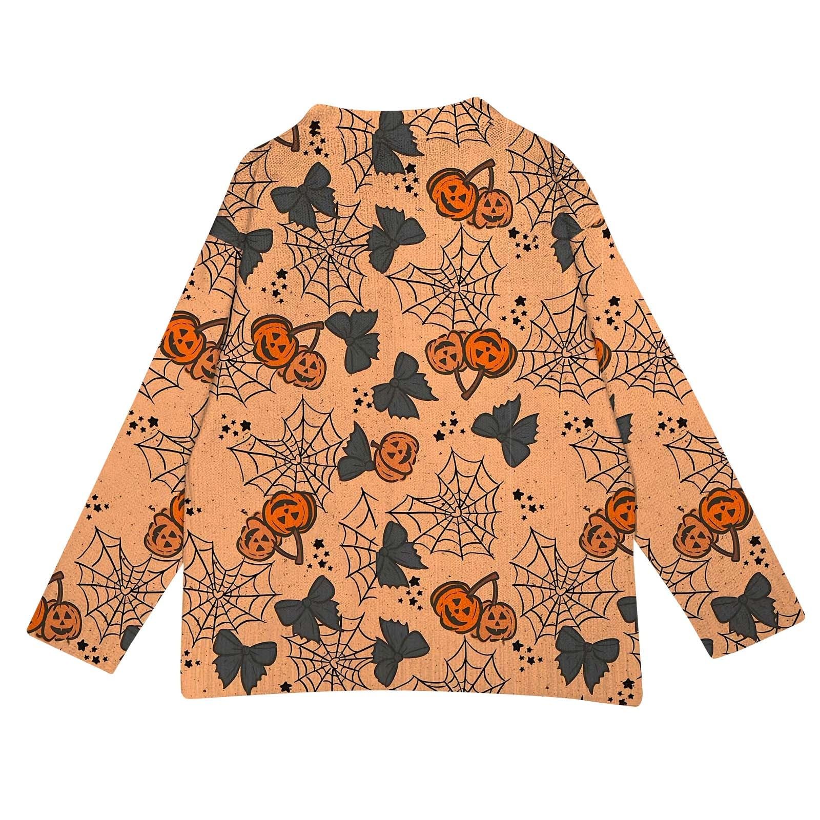 Generisch Cardigan corto da donna, scollo rotondo, cardigan per Halloween