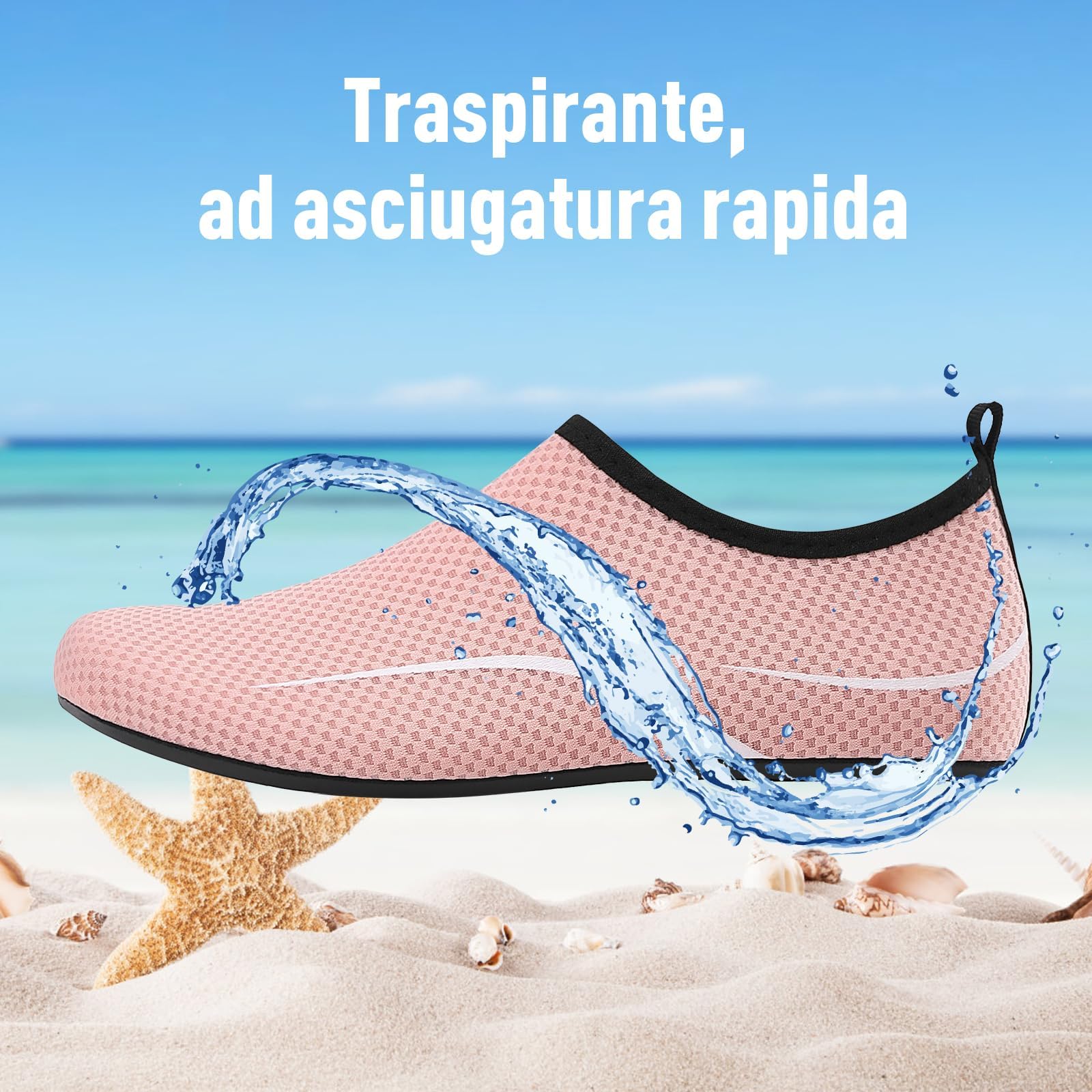Donna Uomo Scarpe da Scoglio Scarpe da Immersione Antiscivolo Water Shoes Scarpe da Acqua per Spiaggia Surf Bagno Snorkel Yoga Sport Acquatici Gr.34-47 EU