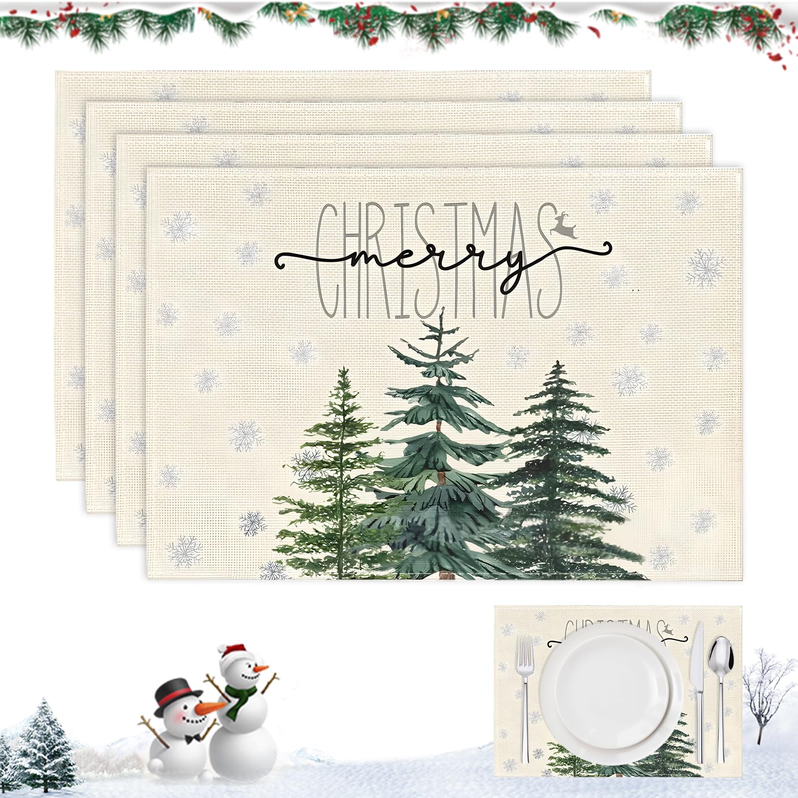 1 set di tovagliette per tavolo da pranzo con albero rosso, lago luna, tovagliette resistenti al calore, antiscivolo, lavabili, per casa, cucina