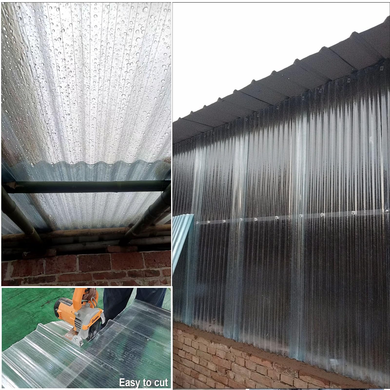 1.2mm Planchas Transparentes Tejados,2/5/7/8/10/13/15/20pcs Plancha Transparente Anti-UV,Placa De Iluminación Natural De Fibra De Vidrio,Chapa Tejado De Aislamiento (0.9×1.6m,2pcs)