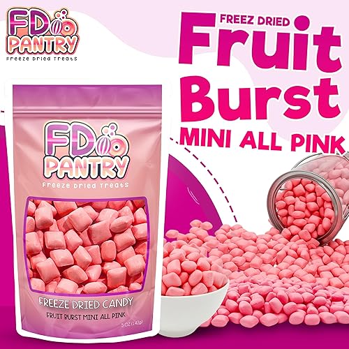 Miniatura 3 de Caramelos liofilizados de frutas - Mini All-Pinks Fresa l Mezcla de Dulces Duros de 5 oz Bolsa de Regalo de Bocadillos Liofilizados