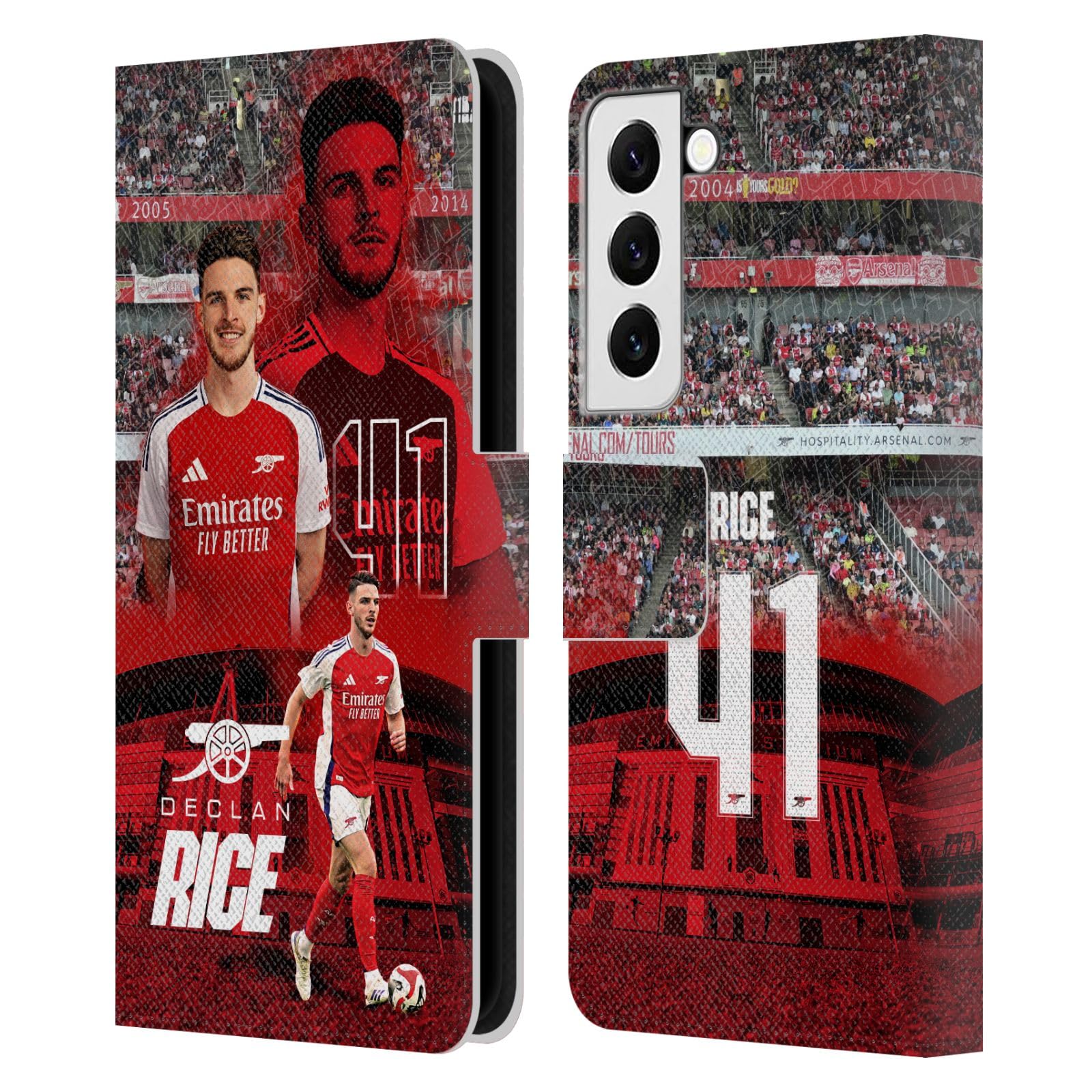 Head Case Designs Officially Licensed Arsenal FC Declan Rice 2024/25 First Team Leather Wallet Case Compatible With Samsung Galaxy S22 5G